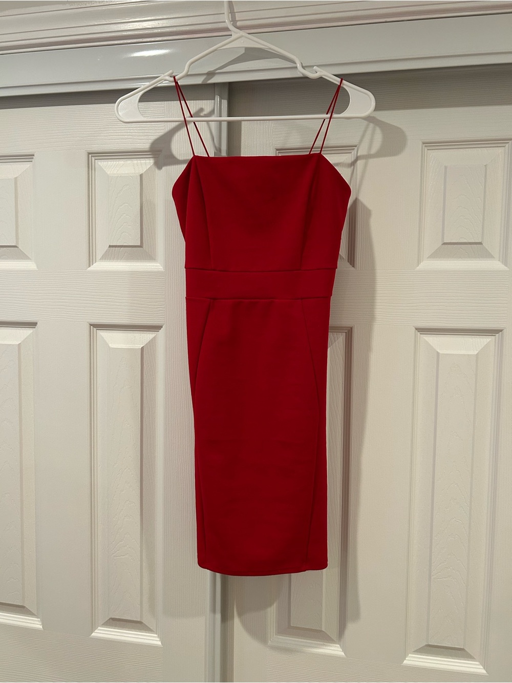 Windsor Red Spaghetti-Strap Midi Sheath Dress